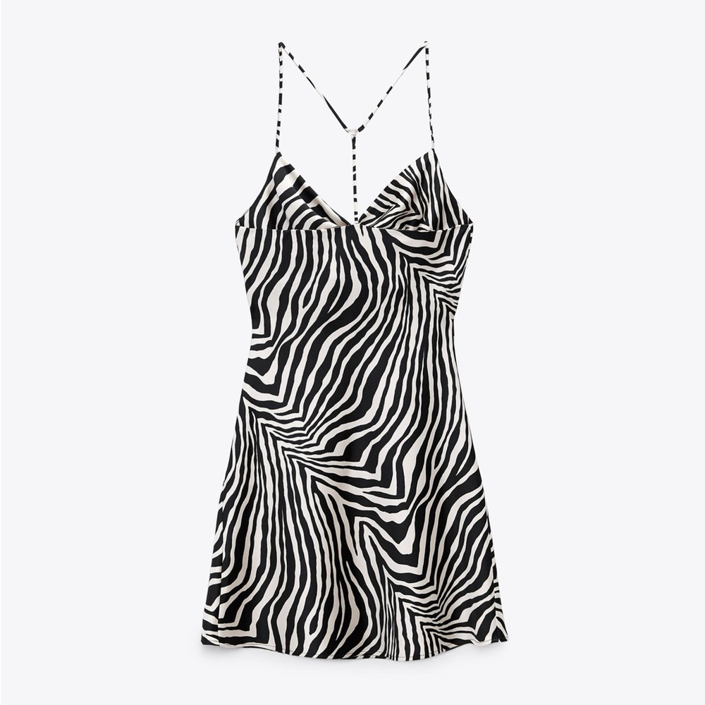Zara Zebra Print Satin Mini Dress size medium